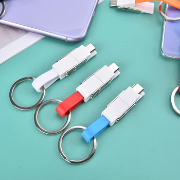 4 В 1 USB Кабел Micro USB Type C Кабел Преносим Банка Захранване Кабел За Трансфер на Данни За Мобилен Телефон, Мини Ключодържател Зарядно Устройство, Кабел за зареждане