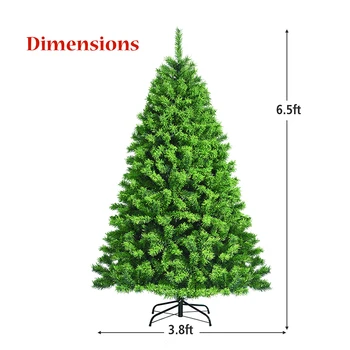 6,5 Фута Предварително Осветени Навесная Коледно Дърво в Зелен цвят с 924 Топчета и 370 led Фенери, Градински Аксесоари за Партита на открито Хол