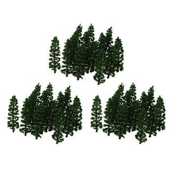 60 Парчета HO 1:100 Пластмасов модел на коледно дърво Влак Пейзаж Пейзаж, 9 см