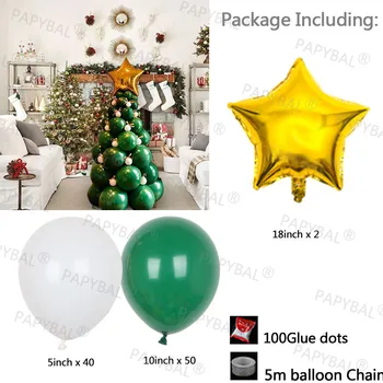 94шт 5/10 см Зелени Латексови Балони За Коледната Елха Златна Звезда Балон Фолио Начало Декор Свято Събитие Въздушни Глобуси Доставка