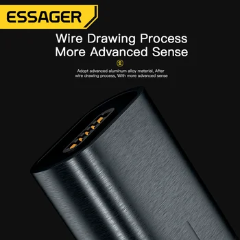 Essager 60 W Магнитен Кабел, Зарядно Устройство, USB C към Кабел Type C 3A PD Бързо Зареждане За iPhone 14 13 Samsung Зарядно Устройство за Лаптоп-Тел Кабел