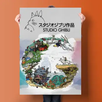 Ghibli карикатура 24x36 Декоративни Плакати Върху Платно Стая, Бар, Кафе Декор Подарък за Печат на Художествени Стенни Картини