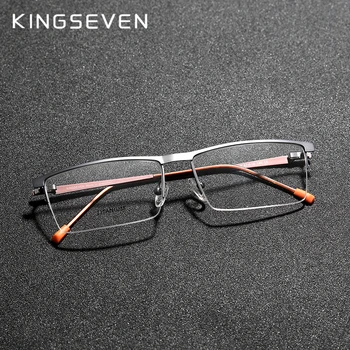 KINGSEVEN 2021 Рамки За Оптични Точки От Титанова Сплав, Мъжки Квадратни Очила За Късогледство, Предписани Очила, Мъжки Метални Очила