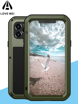Love Мей Метален Водоустойчив Калъф За Apple iPhone 12 Pro Max mini устойчив на удари 360 Градуса Пълно Покритие Калъф Capa Gorilla Glass Филм