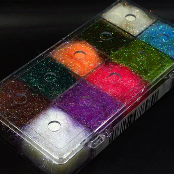 Roayl Sissi 10 цвята в опаковка Призма ЛЕДЕНА дублирането блестящи влакна за озвучаване на синтетични Материали За Връзване на Мухи кристален светкавица водоустойчив нимфа на дублирането