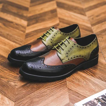 Yomior/ Многоцветни Нови мъжки модела обувки в британския стил, Ежедневни и официални бизнес Офис обувки с перфорации тип 