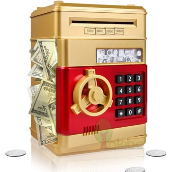Банка за Момчета И Момичета Големият Електронен Банка за Монети с Реални Пари с Безопасно Заключване с Парола, Автоматично Превъртане на Книжните Пари Пластмасова Кутия за Икономии