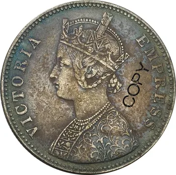 Индийски Британска 1 Рупия Виктория Императрица 1880 г. Сребърна Копирни Монета с Мед покритие Възпоменателни МОНЕТИ