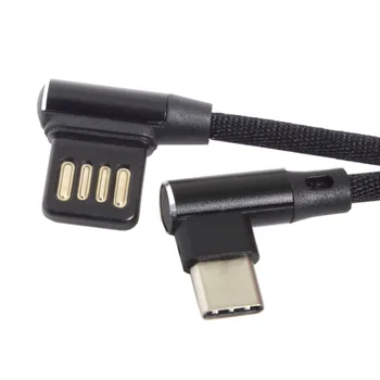 Кабел за предаване на данни Type-C USB-C 3.1 - USB 2.0 с леви и Десни ъгъл от 90 градуса с найлон оплеткой за таблет и телефон 15 см