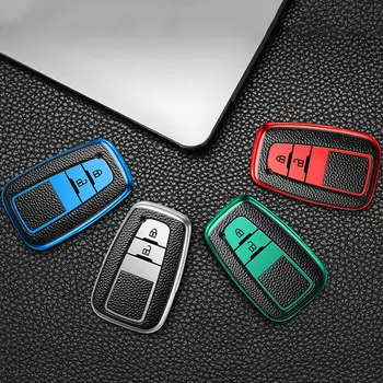 Калъф За Автомобилни Ключове От TPU За Toyota C-HR Prius 2017 2018 2019 Camry RAV 4 Ключодържател с Кожена Модел, Защитен Калъф За Дистанционно Управление