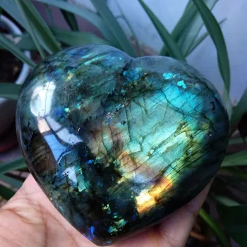 Лабрадорит Сърце Лунен Камък Положителна Енергия Рейки Скъпоценни Камъни Crystal Изцеление На Сърцето