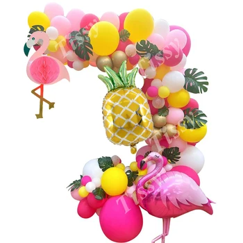 Летни Плодове Балони С Фламинго, Хавайски Листа, Балон С Поваренным Опашка За Децата, Украса За Рожден Ден, Тропически Хавайски Вечерни Аксесоари