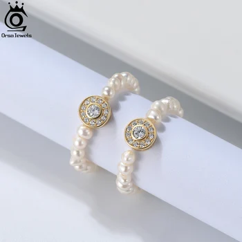 Модни пръстени с Естествена Сладководните Перли ORSA JEWELS в Нетната дизайн с очарованието от Сребро проба 925 с покритие от 4A цирконии GPR06