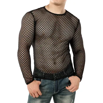 Мъжки Секси Окото Тениска 2000 Новата Прозрачна, Прозрачна Риза С Дълъг Ръкав За Партита