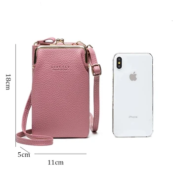 Нова Дамска Чанта за Мобилен Телефон, Корейската Версия, Модни Однотонная Диагонално Чанта с Изображение личи, Многофункционални Чанти за Жени