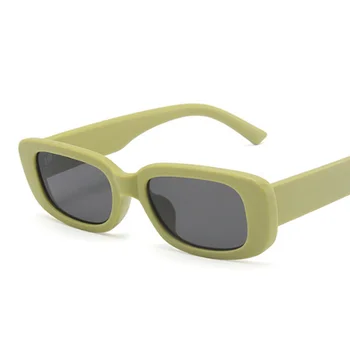 Нови Зелени Правоъгълни Слънчеви Очила Дамски Ins Стилни Мъжки Слънчеви Очила Дамски Маркови Дизайнерски Карамел Цвят На Малки Квадратни Oculos De Sol