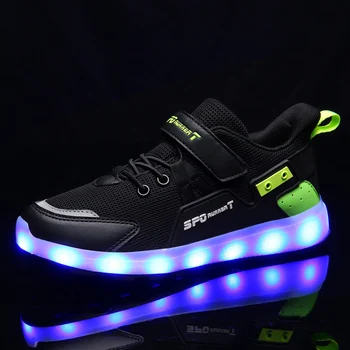 Размери 27-37, Детски маратонки с led подсветка, обувки за момчета, Зареждане чрез USB, Детски обувки с Осветление, Светещите Маратонки за момичета, Училищни обувки