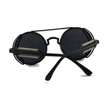 Слънчеви Очила в стил пънк-парни машини, Ретро, Мъжки Маркови Дизайнерски Кръгли Очила в Стил Пънк, Бижута, В готически Стил, Дамски Слънчеви Очила с UV400