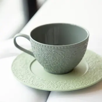 Средновековна керамика кафеена чаша за кафе лате в ретро стил, кафеена чаша, чиния, Английски следобеден чай комплект прибори, чаша черен чай, сахарница