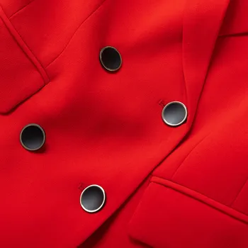 Червени Дамски Костюми 2022 Нов Висококачествен Професионален Темперамент Модерен Официално Тънко Сако И Панталони Офис Дамски Работни Облекла